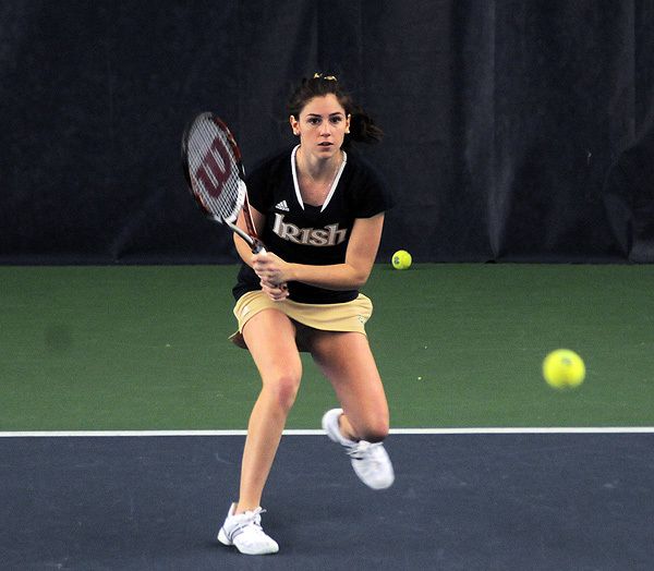 Shannon Mathews won both her singles and doubles matches against Kansas Friday.