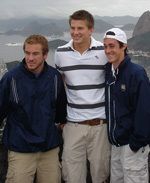 Justin McGeeney (left), Luke Seibolt (middle) and Jack Traynor (right) smile for the camera while admiring the beauty of Rio de Janeiro.