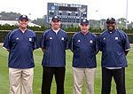 Coaches Corner – Meet Notre Dame’s 2007 Baseball Staff Notre Dame's 2007 baseball staff includes (from left) assistant coach/recruiting coordinator Scott Lawler, volunteer assistant coach John Fitzgerald, head coach Dave Schrage and assistant coach Sherard Clinkscales.