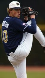 Big-game pitcher Tom Thornton - who is slated to start Saturday's game at Central Florida - is Notre Dame's top returning starter from a 2004 staff that ranked 9th in the nation with a 3.43 team ERA (photo by Matt Cashore).