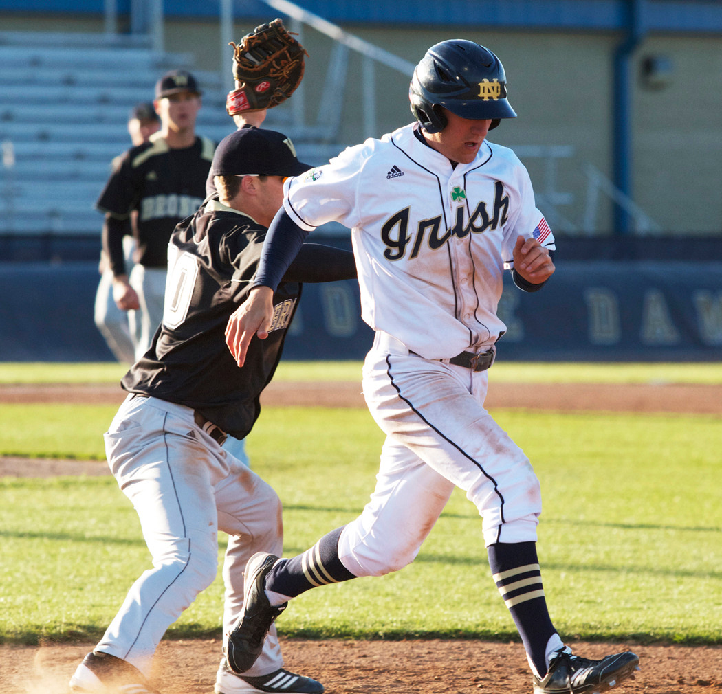 Irish Fall To Central Michigan, 9-4, At Eck Stadium Freshman left fielder Mac Hudgins had a pair of hits in Notre Dame's 9-4 loss to Central Michigan.