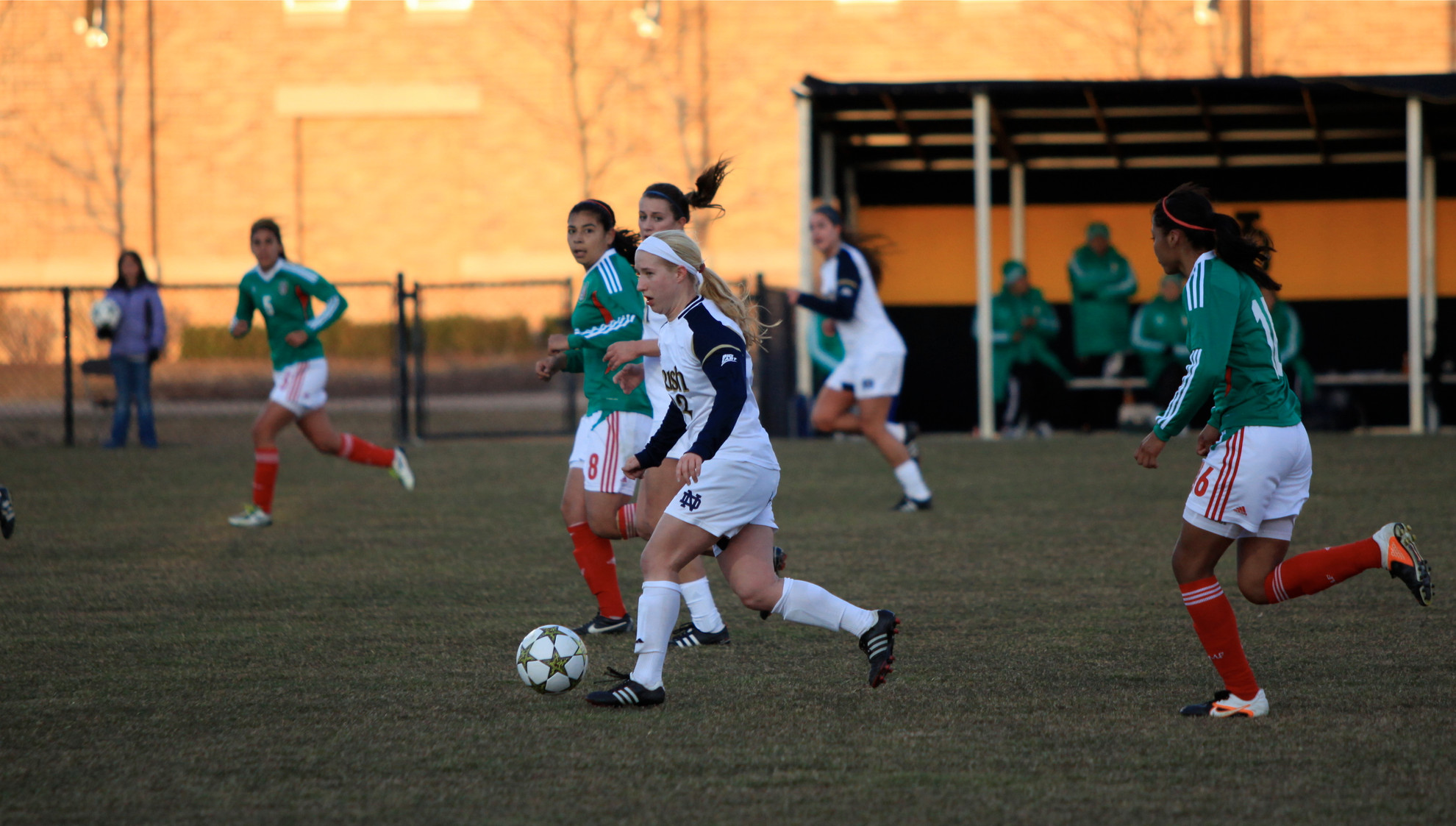Pitch Points: Starting Off Right Sophomore forward Crystal Thomas (seen here during a spring friendly win over the Mexico Under-20 National Team) is one of five Notre Dame attackers who registered a point during last weekend's season-opening 4-1 victories over Illinois and Northwestern.