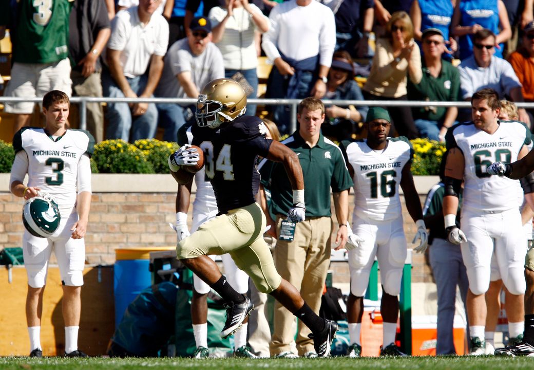 George Atkinson III became the first Irish freshman to return a kickoff for a touchdown since Rocket Ismail in 1988.