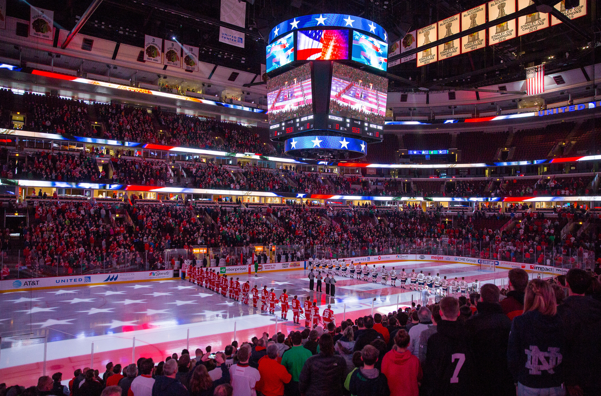 Irish To Return To The United Center during game action between University of Notre Dame vs University of Wisconsin at the United Center in Chicago, Illinois