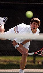 Junior Ryan Keckley won in both singles and doubles against the Hoyas.