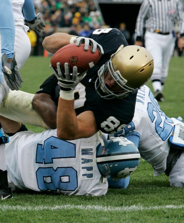 John Carlson caught a team-high eight passes against UNC in 2006, good for 91 yards and a touchdown.