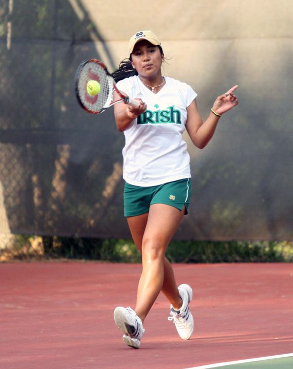 Senior women's tennis player Kristen Rafael