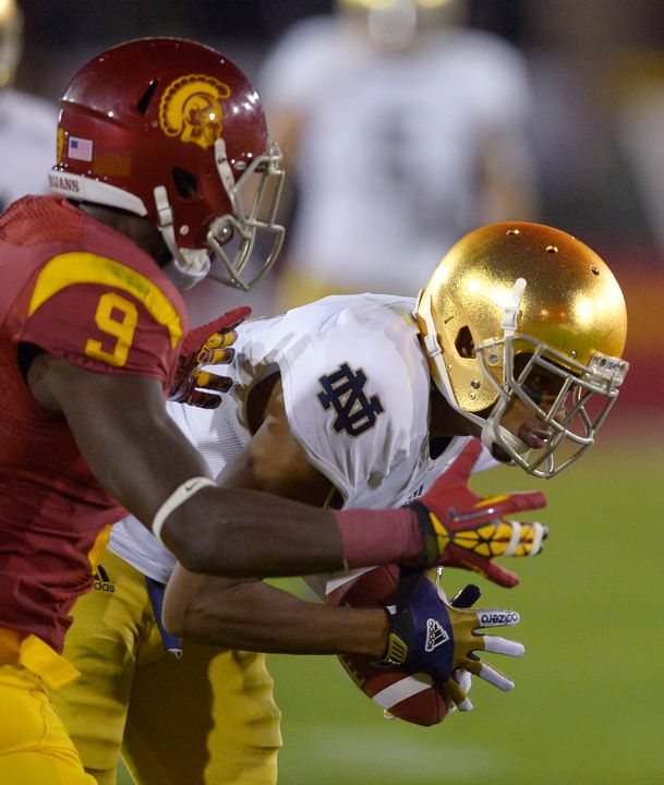 Notre Dame CB KeiVarae Russell in action against rival USC