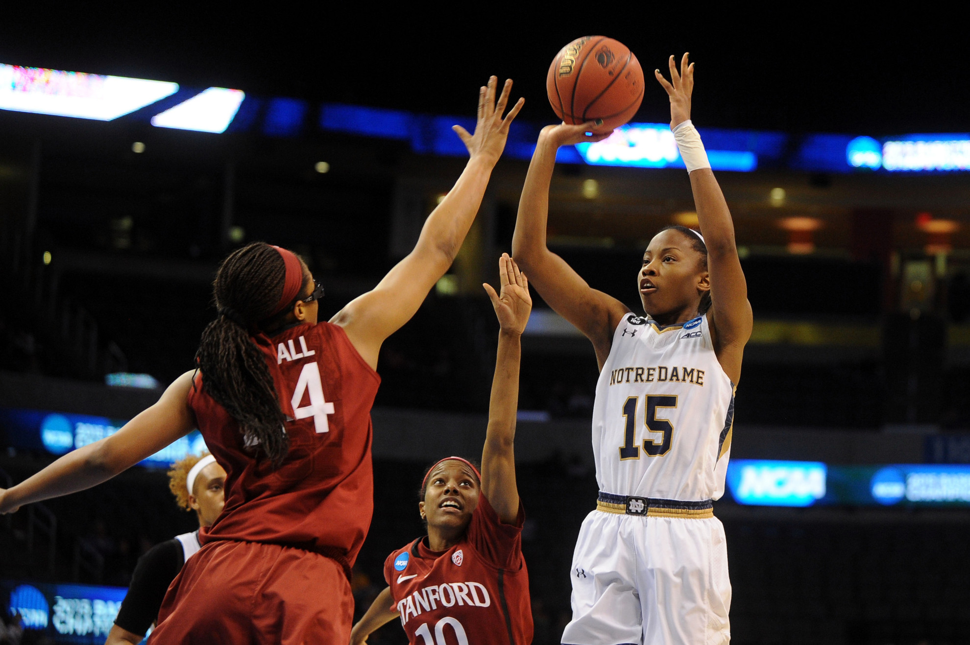 IRISH EXTRA: Allen Steals the Show for Irish Versus Stanford Notre Dame sophomore point guard Lindsay Allen turned into a valuable scorer for the Fighting Irish during Friday's Sweet 16 win over Stanford, pouring in a career-high 28 points, including 24 in the first half alone.