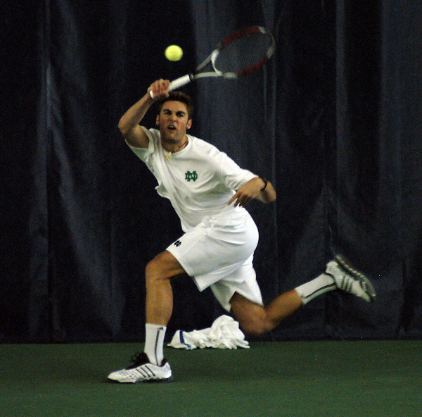 No. 12 Men’s Tennis Matches Up With No. 1 Virginia Junior Brett Helgeson leads the Irish as the 11th-ranked athlete in the nation in singles action.