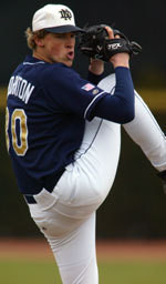 Irish Look To Continue Decade Of Dominance Big-game pitcher Tom Thornton - who is slated to start Saturday's game at Central Florida - is Notre Dame's top returning starter from a 2004 staff that ranked 9th in the nation with a 3.43 team ERA (photo by Matt Cashore).