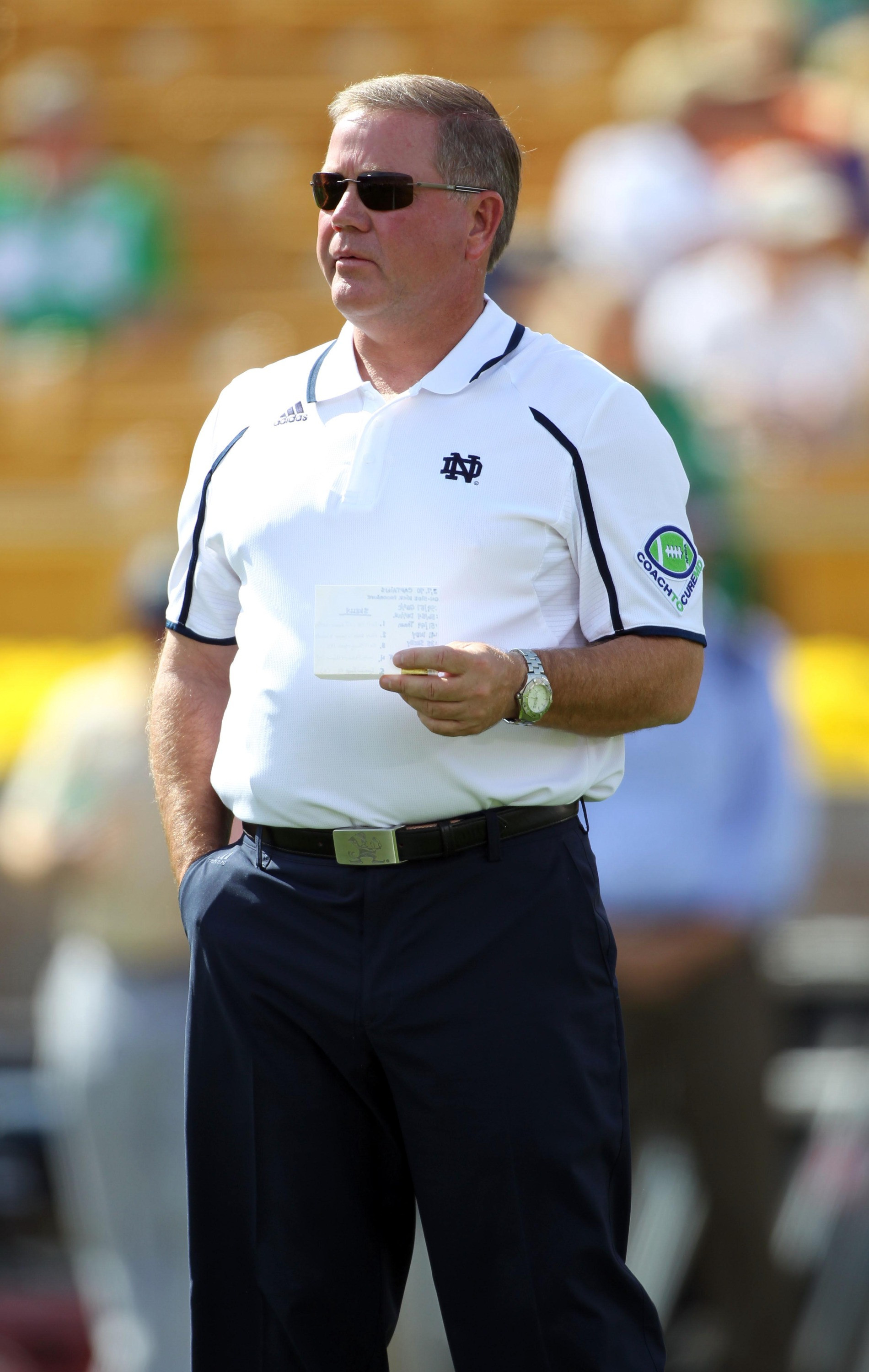 Brian Kelly Recaps Saturday Night’s Win Over ASU Brian Kelly watches his team.