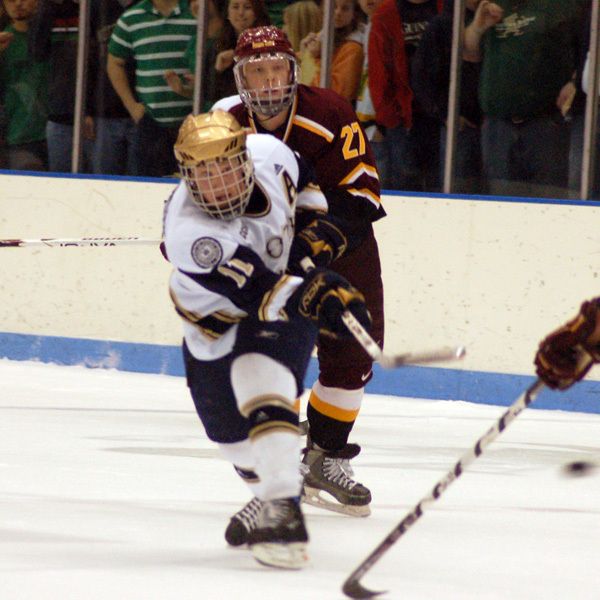 Erik Condra scored on the power play and helped set up a short-handed goal in Notre Dame's 3-0 win over Sacred Heart.