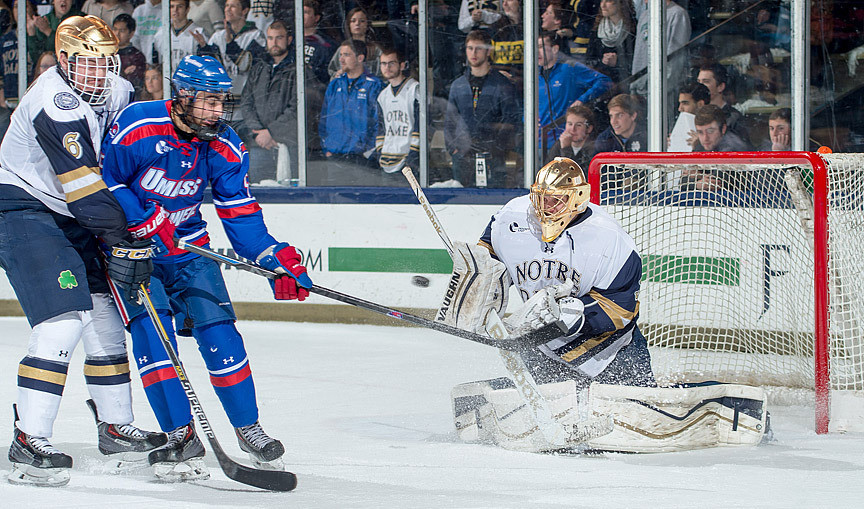 Irish And River Hawks Battle To A 2-2 Tie Chad Katunar made 32 saves in the 2-2 overtime tie with UMass Lowell.