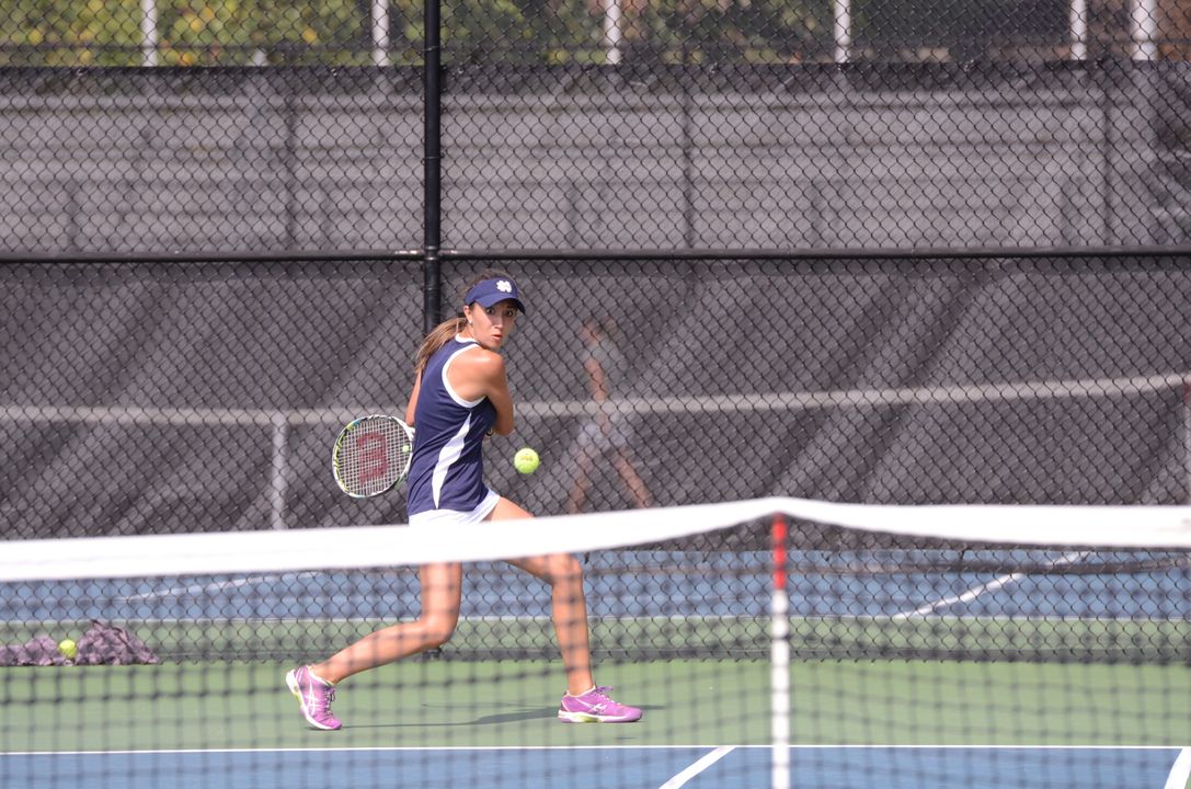 Julie Vrabel was a strong competitor for the Irish this weekend, forcing a tiebreak in her second set Sunday.