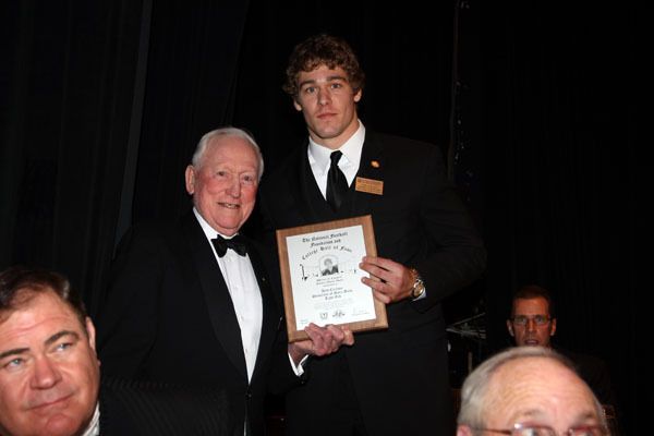 Irish senior tight end John Carlson was honored as a National Scholar-Athlete at the National Football Foundation Awards Dinner on Tuesday night in New York City.