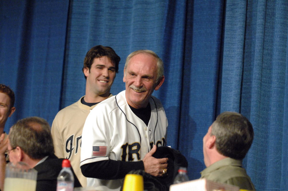 Opening Night Dinner Archived Video And Photo Gallery Jim Leyland was touched by the gift of a Notre Dame #10 jersey with his name on the back.