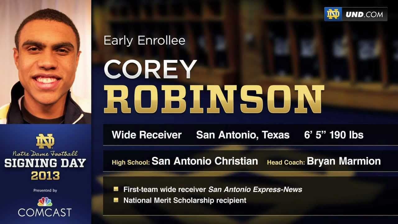 Corey Robinson - 2013 Notre Dame Football Signee