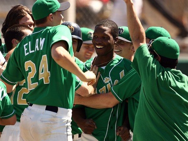 Season Of Streaks – A Look Back At The 2006 Notre Dame Baseball Season Alex Nettey's 9th-inning home run versus St. John's helped extend the 2006 team's record-setting win streak that eventually reached 23 games (photo by Matt Cashore).