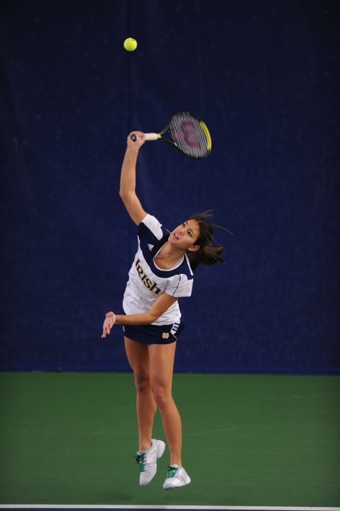 A three-set win by Britney Sanders at No. 1 singles clinched Notre Dame's 18th straight BIG EAST Championship match berth