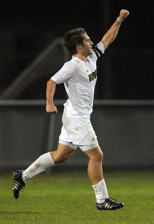 Michael Thomas celebrates his goal that put the Irish up 3-0 in the 86th minute.