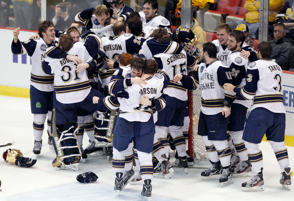 Notre Dame Men's Ice Hockey wins CCHA Championship over Michigan on 03-24-2013