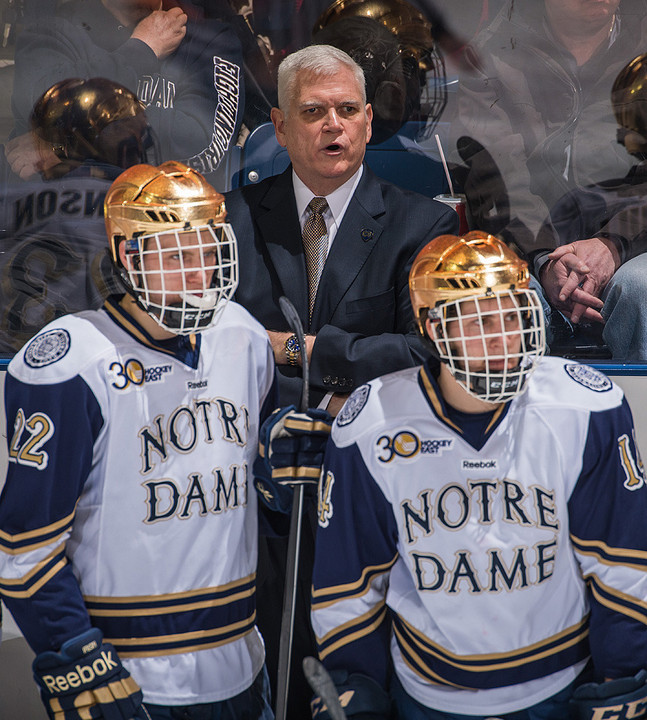 Irish head coach Jeff Jackson met with the media following practice in St. Paul, Minn., on Friday afternoon.