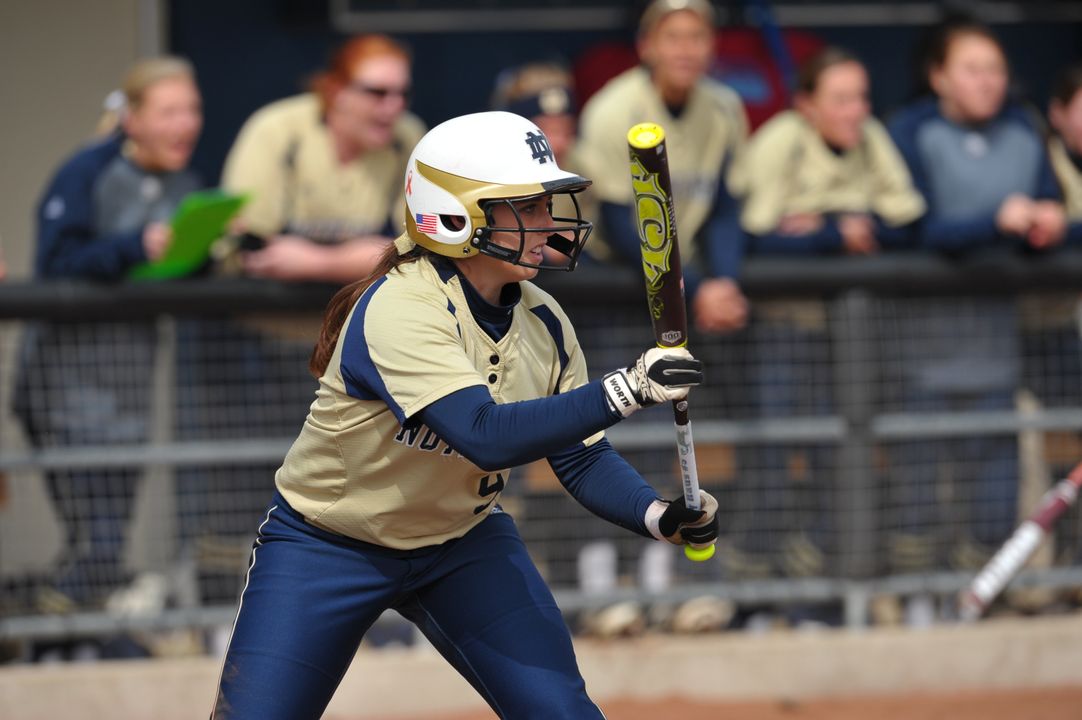 Sophomore Katey Haus logged a team-high three RBI in game one Saturday against No. 9 Louisville