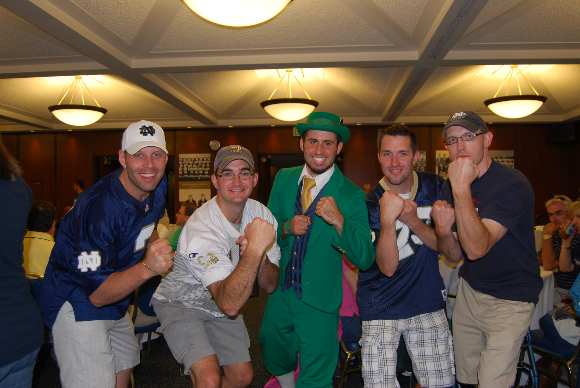 Monogram Club Announces 2012 Fall Schedule The Leprechaun and cheerleaders make an appearance at every Monogram Club pre-game reception, which begins three hours prior to kickoff.