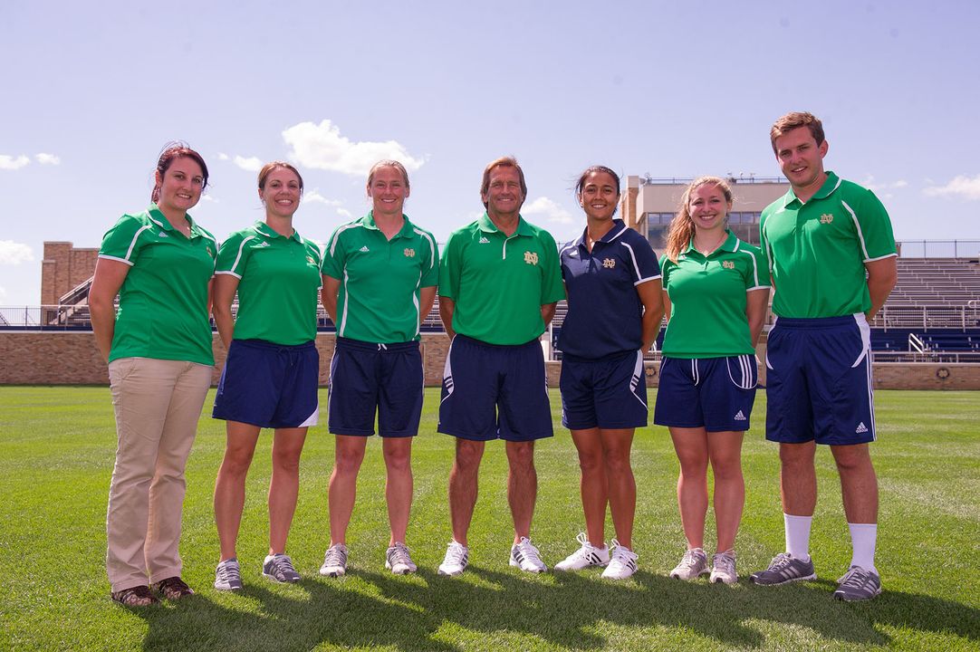 Assistant coach Dawn Greathouse (left) and head coach Randy Waldrum (right) have helped Notre Dame to a pair of national championships and six NCAA Women's College Cup berths in their first 10 seasons on the Fighting Irish coaching staff.