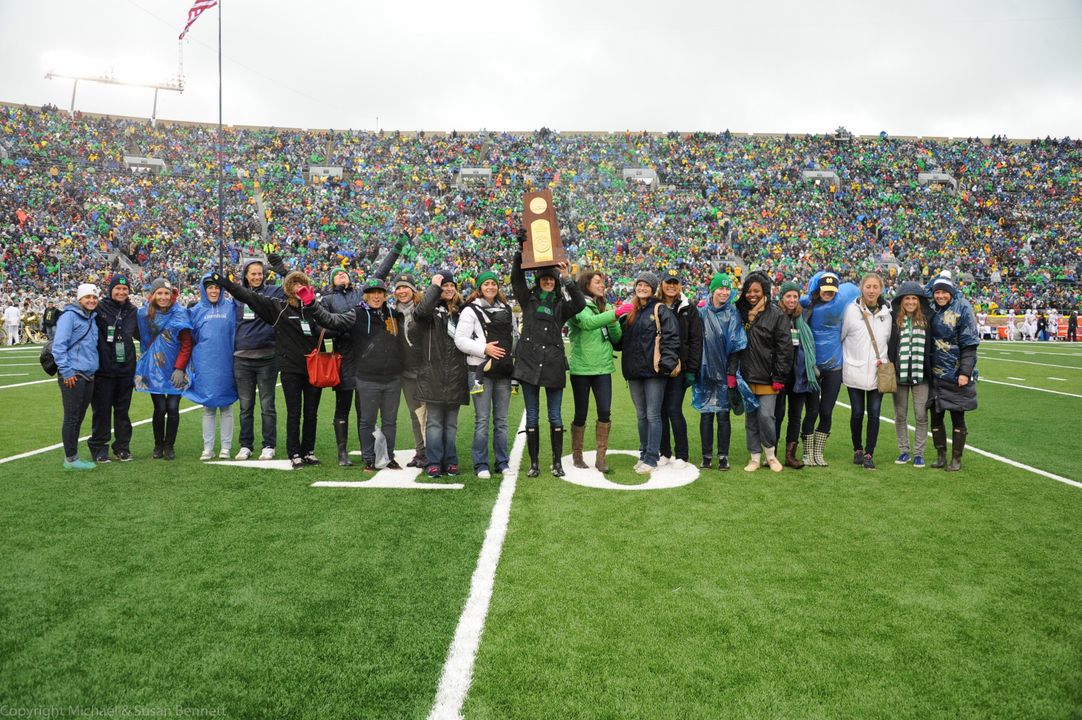 Notre Dame's 2004 NCAA Championship women's soccer team was recognized during the first quarter of last Saturday's football game against Stanford