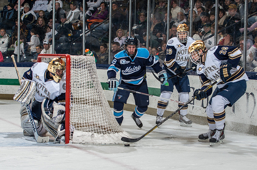 Notre Dame Heads to Maine For Weekend Series Steven Fogarty scored twice on Saturday against UNH.
