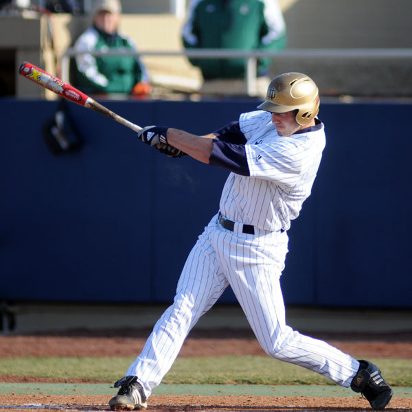 Irish Baseball Pounds Louisville, 11-5 Senior Evan Sharpley hit a two-run home run to give the Irish a 4-0 first inning lead.
