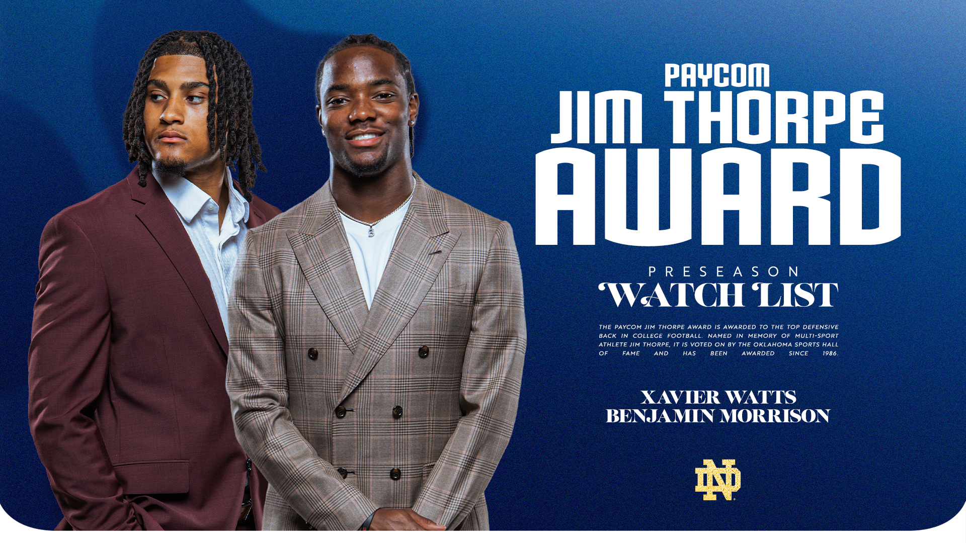 Morrison, Watts Earn Selection to Paycom Jim Thorpe Award Watch List Morrison, Watts Earn Selection to Paycom Jim Thorpe Award Watch List