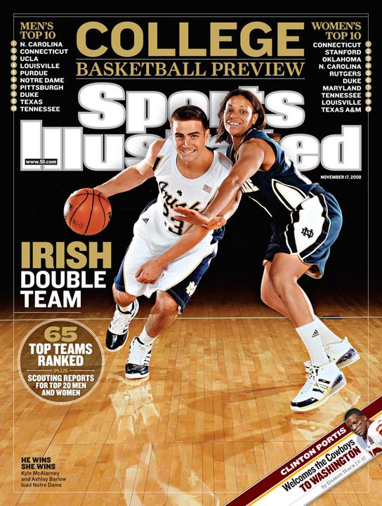 Notre Dame basketball standouts Kyle McAlarney and Ashley Barlow are featured on one of six regional covers for the 2008 <i>Sports Illustrated</i> College Basketball Preview issue, which hits newsstands Wednesday.