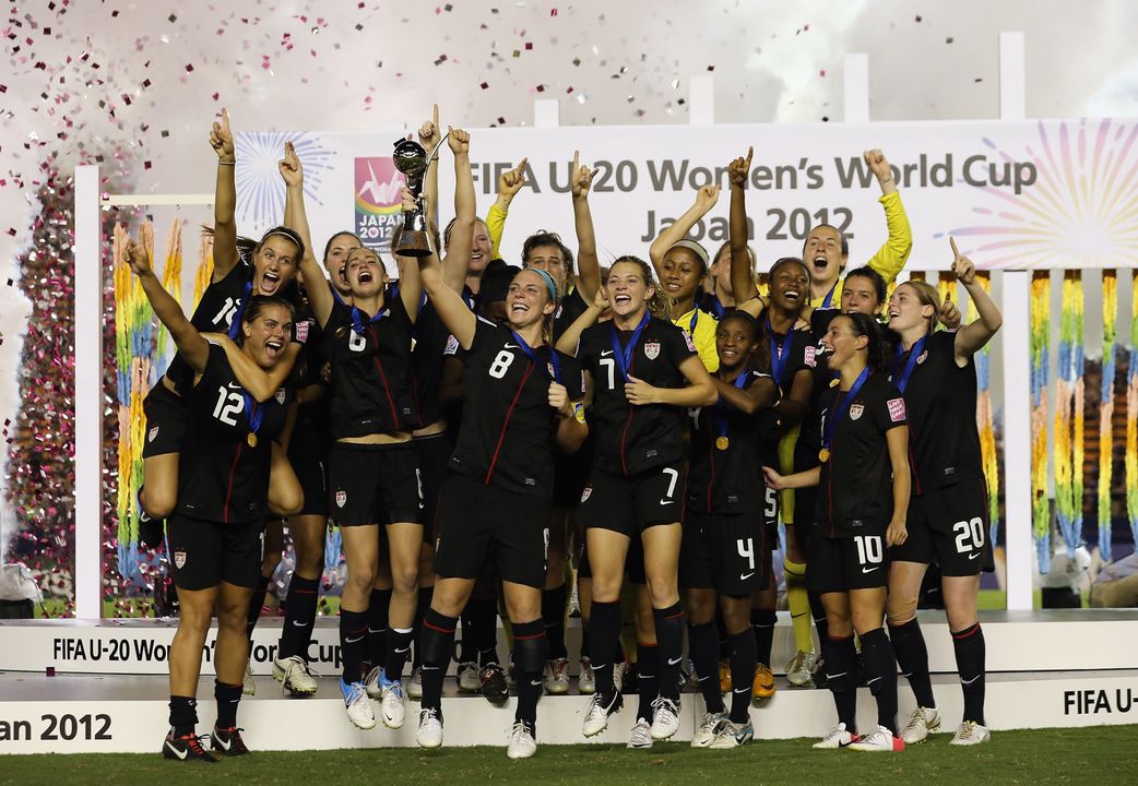 Notre Dame's Mandy Laddish (back) and Wake Forest's Katie Stengel (front), along with Notre Dame's Cari Roccaro (not pictured) were teammates and close friends on the 2012 U.S. U-20 World Cup championship team. Thursday, Roccaro and Laddish will be on the opposite end of the pitch from Stengel when #4/3 Notre Dame and #13/11 Wake Forest meet at 7 p.m. (ET) at Alumni Stadium.