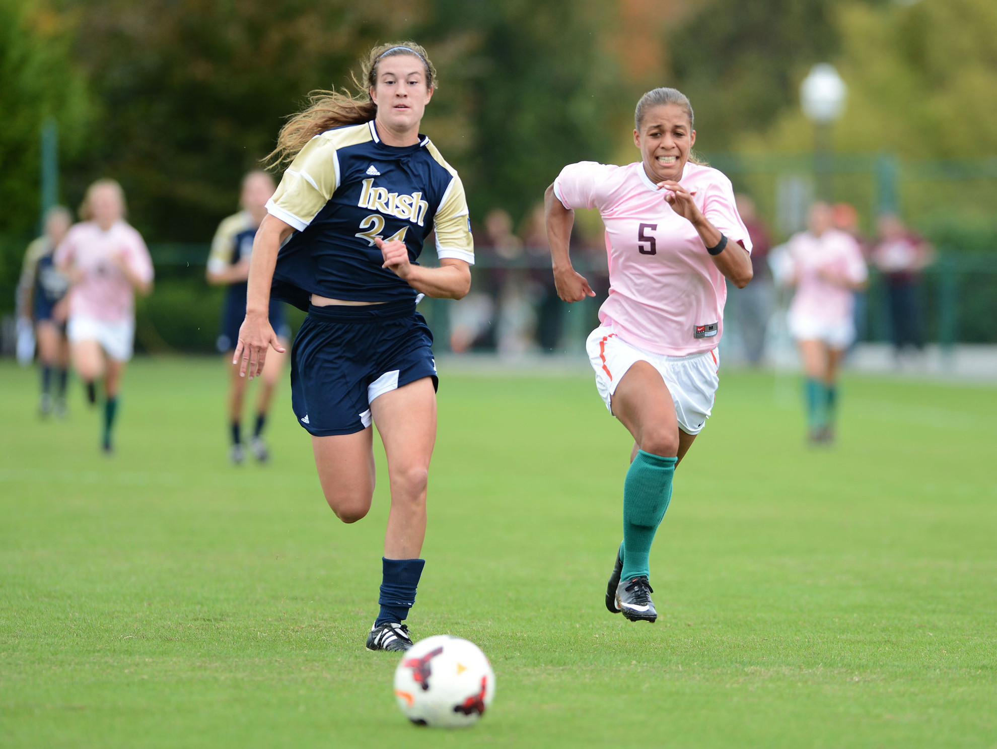 Late Goal Sinks #9/5 Irish at #10/12 Virginia Tech, 1-0 Junior defender Katie Naughton scored her second goal of the year, but #16/12 Texas Tech rallied in the second half to defeat #11/10 Notre Dame, 2-1 on Friday night at Alumni Stadium.