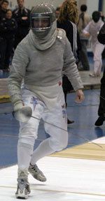 Junior Valerie Providenza - the 2004 NCAA champion - is one of several sabre fencers who form the core unit  for the Irish as they defend their national title in 2006 (photo by Pete LaFleur).