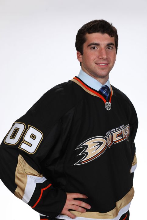 Former Irish right wing Kyle Palmieri scored his first NHL goal with the Anaheim Ducks in his first NHL game on Wednesday night.
