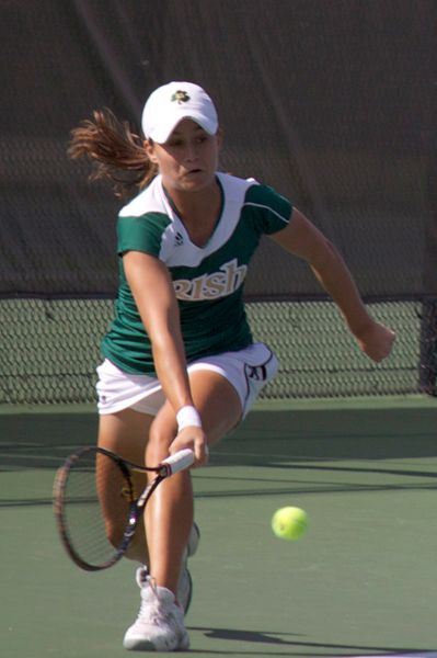 Julie Sabacinski dropped a straight sets match in the singles qualifying bracket on Thursday but will return to the court Friday with teammate Chrissie McGaffigan in the main doubles draw.