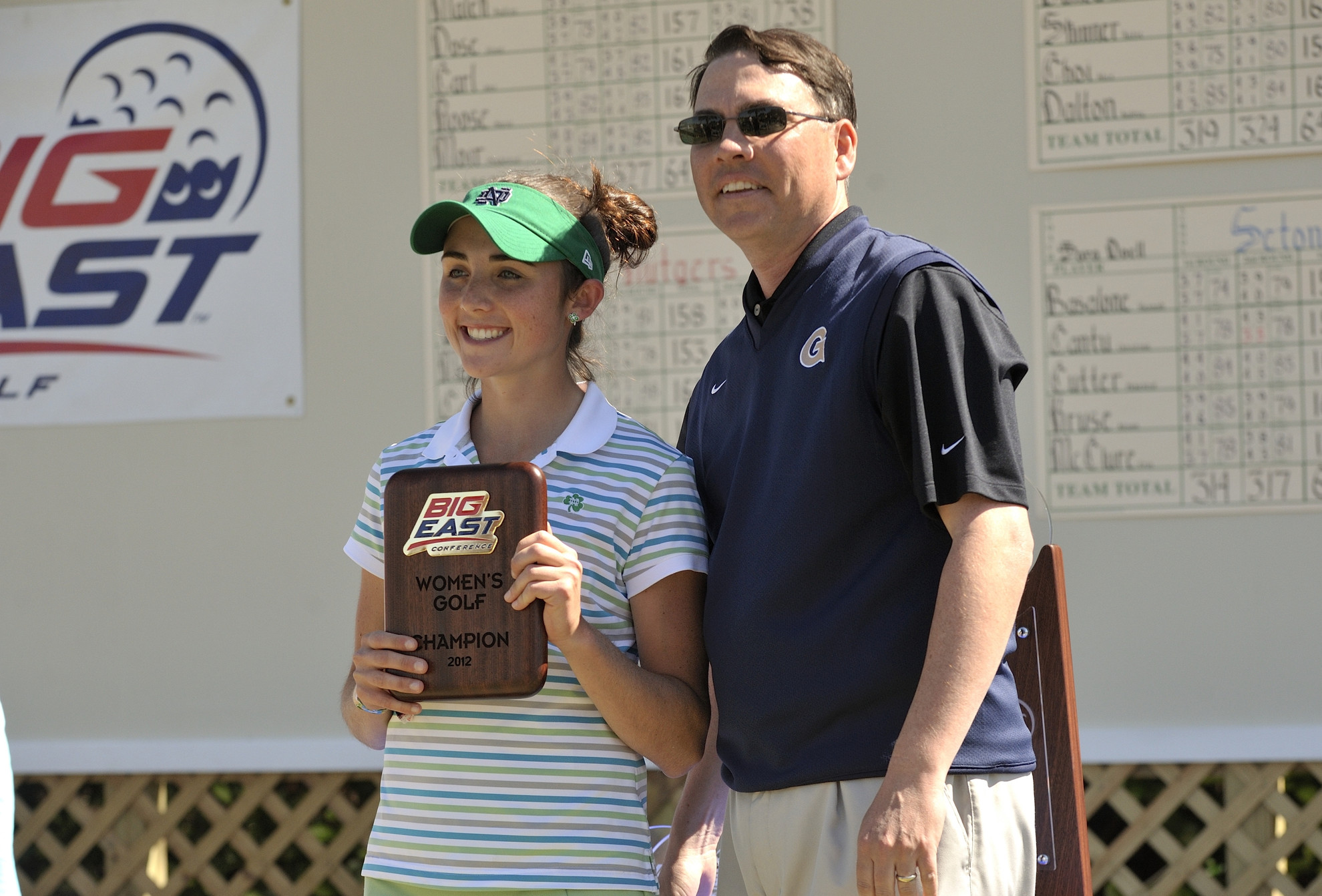 Ashley Armstrong Wins BIG EAST Women’s Golf Championship In A Playoff Irish freshman Ashley Armstrong receives BIG EAST Championship trophy.