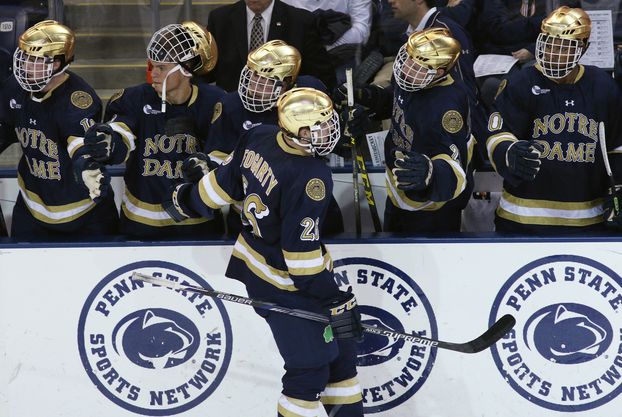 Fogarty’s Hat Trick Leads Hockey to 7-4 Season-Opening Win at Penn State Steven Fogarty notched his first career hat trick.