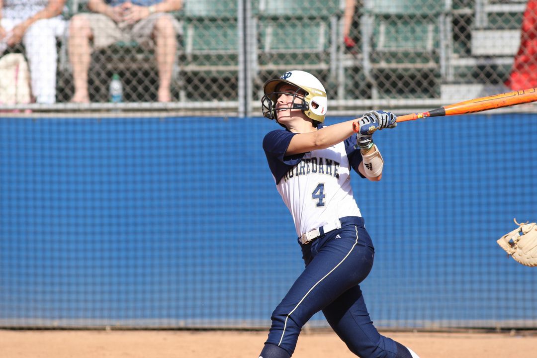 Senior Lauren Stuhr blasted a crucial RBI double and solo home run to power the Notre Dame attack in a 8-0 win over Long Beach State on Friday in the first game of the NCAA Los Angeles Regional