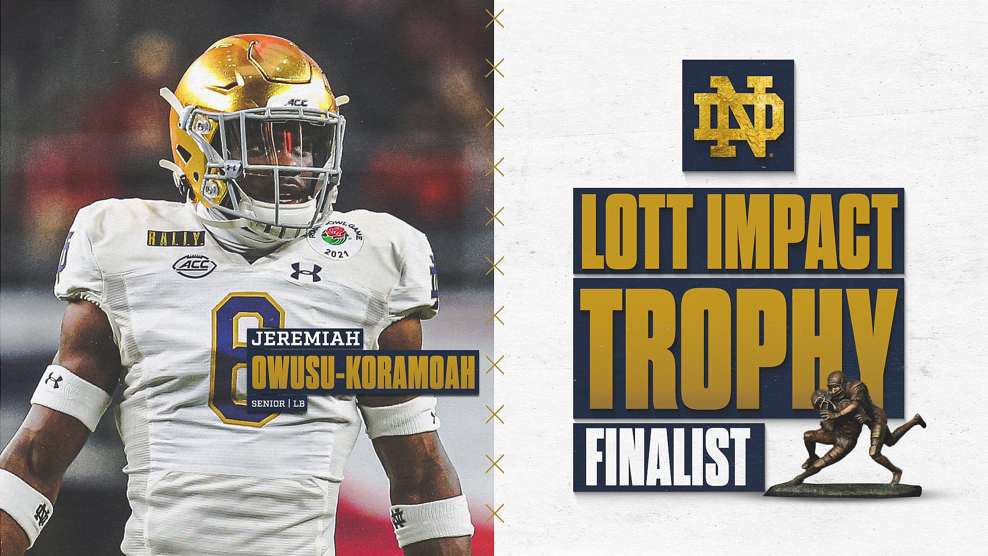 Owusu-Koramoah Named Finalist for Lott IMPACT Trophy Owusu-Koramoah Named Finalist for Lott IMPACT Trophy