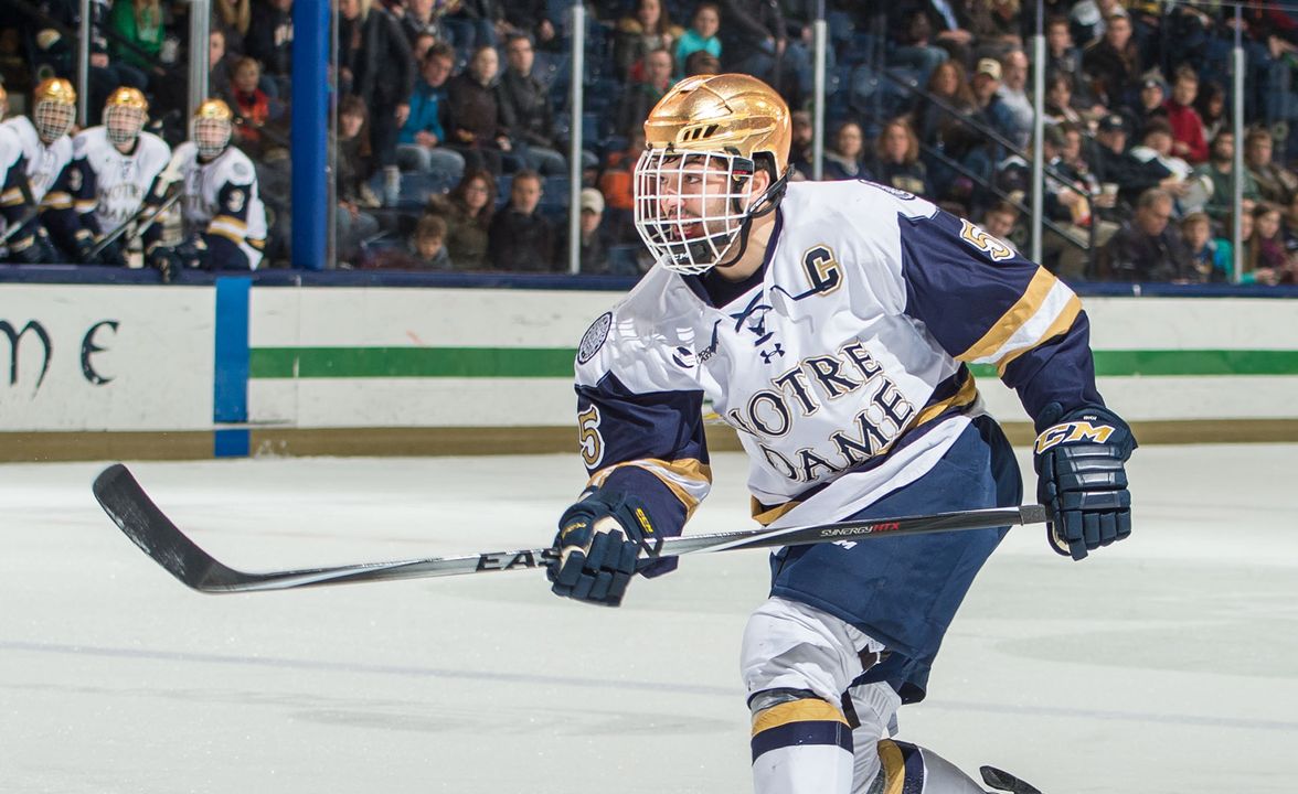 Robbie Russo assisted on all three goals in Notre Dame's win at No. 2 BU. He is tied for third nationally among defensemen with 30 points.