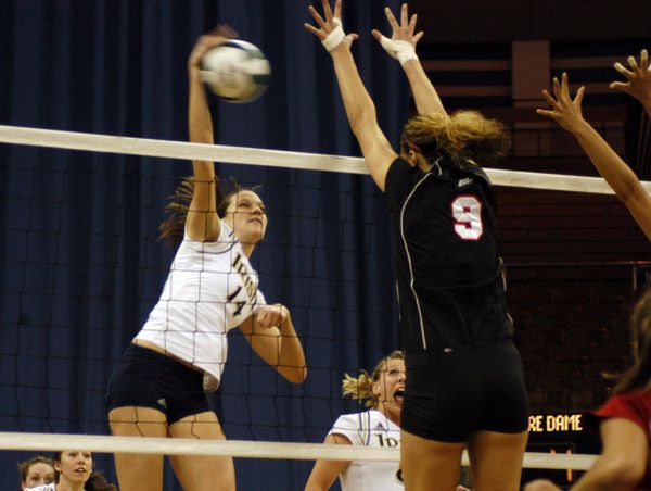 Senior Justine Stremick had eight kills without an error in a 3-2 loss at Villanova.