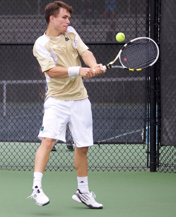 Junior Greg Andrews won at one singles in straight sets Monday afternoon against Ball State.