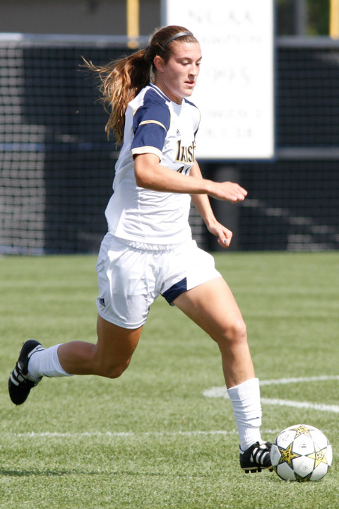 Sophomore defender Katie Naughton was one of the many bright spots Notre Dame head coach Randy Waldrum identified in the wake of his team's 2-0 exhibition win over #13 Baylor on Saturday at the Notre Dame Practice Field.