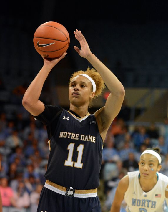Brianna Turner posted career highs of 29 points, 18 rebounds and seven blocks in Notre Dame's 89-79 win at #12/10 North Carolina Thursday night.
