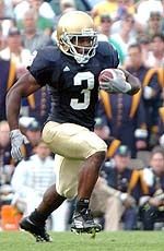 Junior Darius Walker carried 22 times for 99 yards in the season opener at Georgia Tech.  His 13-yard scamper in the third quarter proved to be the winning touchdown in Notre Dame's 14-10 win over the Yellow Jackets.